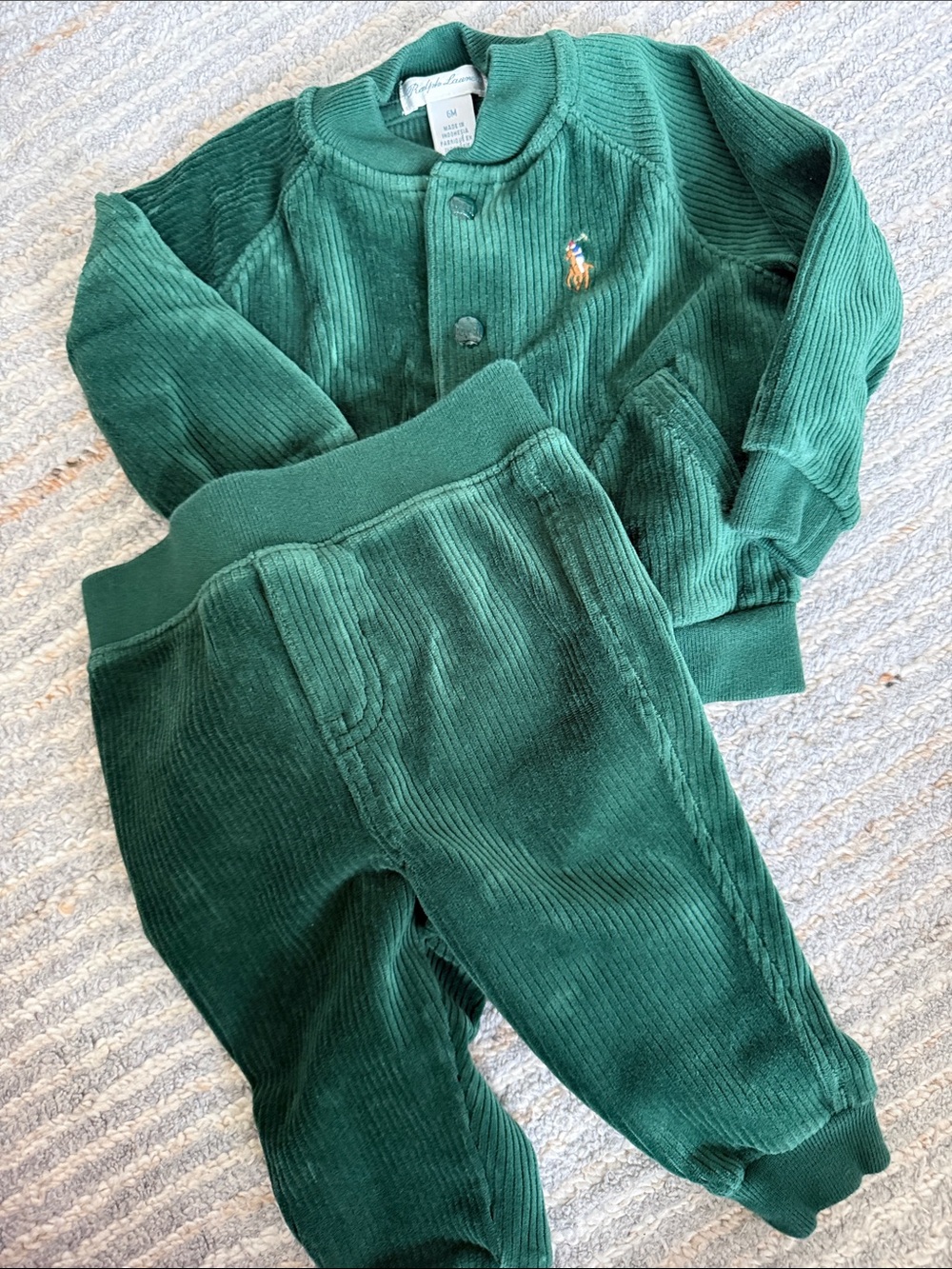 Ralph Lauren Dark Green Corduroy Jogger Set for Kids